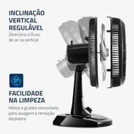Ventilador de Mesa Mondial 30cm 6 Pás Turbo VT-30-NB 220V - Potência e Silêncio - imagem 5