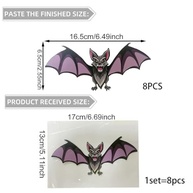 8 Adesivos de Morcegos 3D Realistas para Decoração de Halloween - Impermeáveis, Reutilizáveis e Assustadores - imagem 3