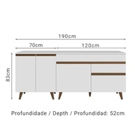 Kit com 2 Balcões de Cozinha Madesa Reims 4 Portas 1 Gaveta em Branco - Design Moderno e Espaçoso - imagem 3