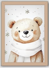 Kit 4 Quadros Quarto de Bebê Animais - Leão, Urso, Elefante e Raposa em Madeira Premium - imagem 5