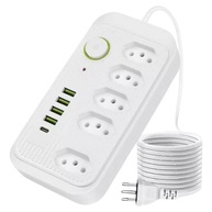 Régua de Energia Inteligente 5 Tomadas + 4 USB + 1 USB-C | Carregamento Rápido e Proteção Completa | Cabo 2m Bivolt - imagem 1