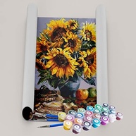 Kit de Pintura Terapêutica Vaso de Girassol 40x50cm - MAUE ART STORE | Pintura Relaxante para Bem-Estar e Concentração - imagem 2