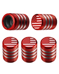Kit 5 Tampas de Válvula de Pneu Metal com Forro Plástico - Bandeira Americana - Antivazamento e Antiferrugem para Carros, Caminhões e Motos - imagem 1