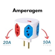 Adaptador Benjamim 6 Entradas com Fusível de Proteção Bivolt 10A - Mais Conectividade e Segurança! - imagem 4