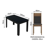 Conjunto de Jantar Medelin 6 Cadeiras Madesa com Mesa em Madeira Rustic Preta - imagem 3