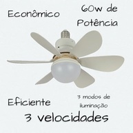 Ventilador de Teto com Lâmpada LED Inteligente 60W - 6 Pás, Controle Remoto, 3 Velocidades, Bivolt - imagem 4