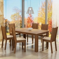 Conjunto Sala de Jantar Madesa Analu - Mesa de Madeira com 6 Cadeiras Confortáveis - imagem 3