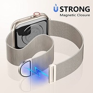 Pulseira de metal Zedoli compatível com Apple Watch séries 9, 8, 7, 6, 5, 4, 3, 2, 1 SE Ultra, 40 mm, 38 mm, 41 mm, 45 mm, 44 mm, 42 mm, 49 mm, masculina, feminina, magnética, malha milanesa, aço inóx - imagem 5