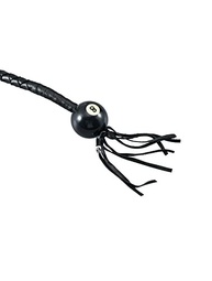 Chicote de Guidão GARGOYLE BELLS 91cm em Couro Genuíno com Franjas e Bola - Estilo Motociclista Resistente (Preto) - imagem 3