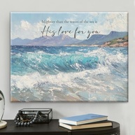 Arte de Parede Cristã com Versículo Bíblico Salmo 93:4 - Amor Divino sobre as Ondas do Mar - Pôster Decorativo em Tela - imagem 2