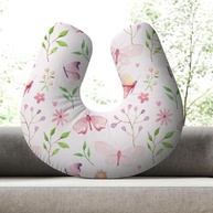 Almofada de Amamentação Ergonômica Borboleta Aquarela Flores - Conforto e Apoio Antialérgico para Mamãe e Bebê - imagem 3