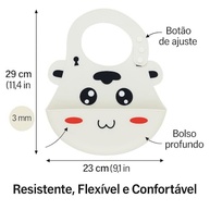 Babador de Silicone Infantil com Design de Vaquinha Pega Migalhas Branco - imagem 5