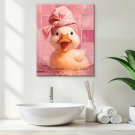 Pato Banho Rosa - Arte de Parede Elegante 20x25cm para Decoração de Banheiro - imagem 3