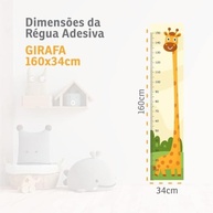 Régua de Crescimento Infantil Adesiva Girafa - 1,60m | Decoração Lavável e Durável para Quartos de Bebê - imagem 3