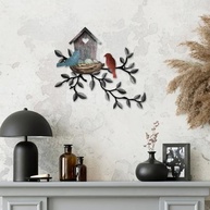 Arte de Parede Rústica em Metal com Design de Casa de Pássaro – Decoração Natural para Sala, Cozinha e Jardim - imagem 3