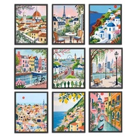 Conjunto de 9 Pôsteres Vintage de Cidades Europeias - Arte de Parede Moderna para Sala, Quarto e Escritório - imagem 1