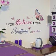 Adesivos de Parede Inspiradores 'Acredite em Si Mesma' - Decalques Coloridos com Frases Motivacionais para Quarto e Escritório - imagem 1
