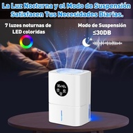 Desumidificador de Ar Compacto 1100ml com 7 Luzes Coloridas | Modo Noturno Silencioso e Desligamento Automático - imagem 5