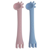 Conjunto 2 Colheres de Silicone Girafas KaBaby Rosa - Seguras e Divertidas para Bebês - imagem 2