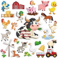 26 Adesivos de Gel de Animais da Fazenda Reutilizáveis - Decore e Eduque com Diversão - imagem 1