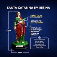 Imagem de Santa Catarina em Resina 13cm - Escultura Artesanal para Oratórios e Altares - imagem 4