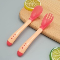 Jogo Colher e Garfo Infantil Termossensível - Talheres de Silicone que Mudam de Cor com a Temperatura, Segurança na Introdução Alimentar - imagem 3
