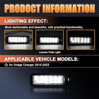 Luz de Placa LED Xenon 6000K para Dodge Charger, Challenger, Chrysler 300/Pacifica e Jeep Compass (2015-2023) - imagem 3