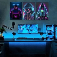 Conjunto de 3 Tela Art Deco Gamer - Decoração Moderna para Sala de Jogos, Escritório e Quarto - imagem 2