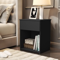 Mesa de Cabeceira Jasmim com Gaveta e Prateleira - Design Moderno em Preto - imagem 1