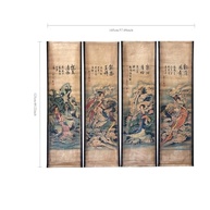 Pergaminhos de Madeira Dragão Gueixa - Arte Japonesa Decorativa para Parede (4 Peças) - imagem 4