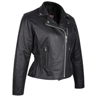 Vance Leather USA Wonderlicious Jaqueta feminina de couro bovino com trança e pino de motociclista - imagem 2