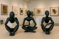 Estátuas dos Três Pensadores – Escultura Preta para Decoração de Sala e Escritório - imagem 3