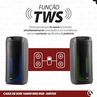 Caixa de Som Amplificada Amvox ACA 1601 Festa II: 1600W RMS de Pura Energia e Bluetooth - imagem 5