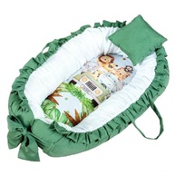 Kit Ninho Redutor para Berço com Travesseiro e Almofada de Amamentação Safari Verde - Segurança e Conforto para Bebês - imagem 4