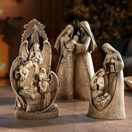 Estatueta de Natal Sagrada Família em Madeira Esculpida - 25cm, José, Maria e Jesus - imagem 3