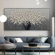 Arte de Parede Rústica Vintage - Tela Abstrata com Flores 30,5x61 cm | Decoração Moderna para Casa e Escritório - imagem 1