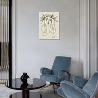 Arte de Parede Picasso - Desenho de Linha Abstrata Mulher em Tela Emoldurada | Decoração Minimalista para Sala de Estar - imagem 4