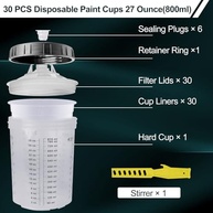 Kit de Copos Descartáveis para Pistola de Pintura - 600/800ml com 50 Copos, Tampas e Acessórios - imagem 3