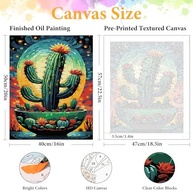 Kit de Pintura por Números para Adultos - Cacto Premium com Tela 40x50cm, Tintas Acrílicas e Acessórios - imagem 3