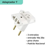 Kit 2 Adaptadores de Tomada T 3 Pinos 10/20A Bivolt - Mais Conexões com Segurança! - imagem 4