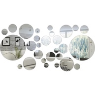 Adesivo de Parede Espelhado 3D - 32 Peças Autoadesivo Prata para Decoração Moderna e DIY - imagem 1