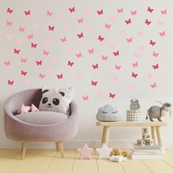Adesivo de Parede Infantil 72 Borboletas Rosa - Decore o Quarto da Menina com Magia! - imagem 2