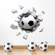 Adesivo de Parede de Futebol 3D Impermeável 55x54cm - Decalque Moderno Autoadesivo para Quarto e Sala de Jogos - imagem 1
