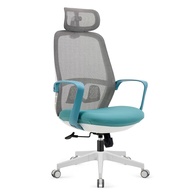 Cadeira de Escritório Ergonômica com Suporte Lombar e Cabeça Ajustável - Design Azul Moderno - imagem 1