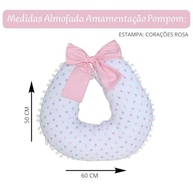 Almofada de Amamentação Confortável com Pompom e Zíper - Estampa Coração Rosa - imagem 3