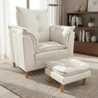 Poltrona de Amamentação com Puff - Conforto Premium para Mamães (Bege Marfim) - imagem 1