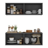 Kit Armário de Cozinha com Balcão 4 Portas – Design Moderno Grafite Multimóveis - imagem 5