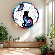 Decoração de Janela em Acrílico com Design de Gato e Borboleta - Arte Decorativa para Casa e Presente - imagem 3