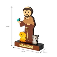 Imagem Infantil São Francisco de Assis em MDF 16cm | Base Decorativa com Animais | Presente Religioso Inspirador - imagem 4