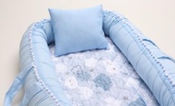 Kit Almofada de Amamentação + Ninho Berço Redutor Bebê Menino em Algodão | Nuvem Azul - imagem 5